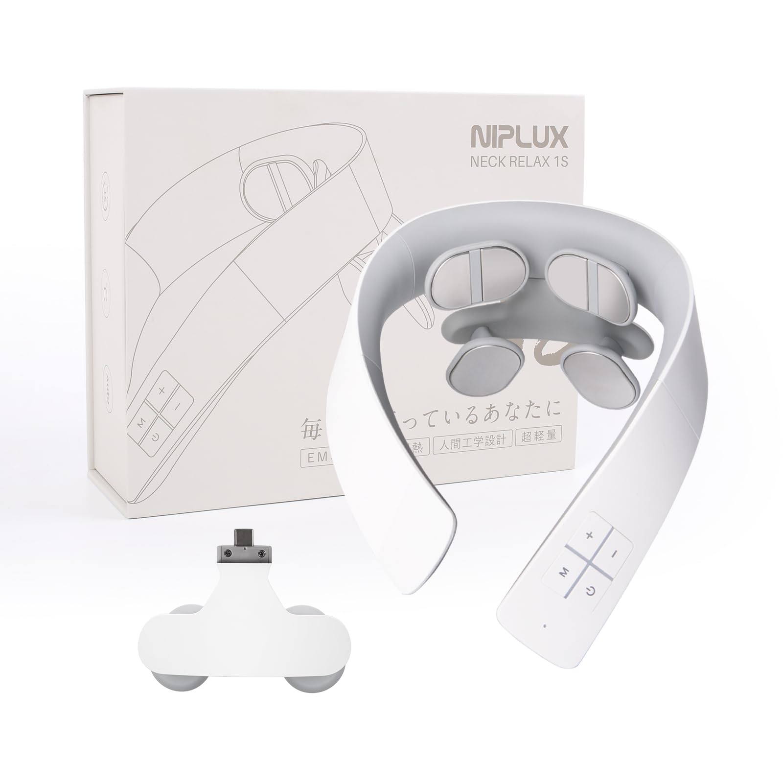 

NIPLUX NECK RELAX 1S Neck Care Neck and Shoulder Relaxation Japanese Voice 6 16 Intensity Can be Used While Relaxation Nisso Plus Device, Cordless, белый