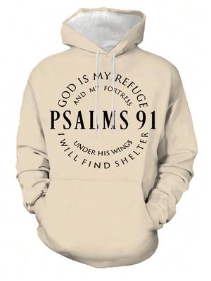 Herren-Kapuzenpullover in Übergröße mit PSALMS 91-Aufdruck, 3D-Druck, modischer, lässiger Kapuzenpullover für Herbst und Winter, Herren-Sportbekleidung