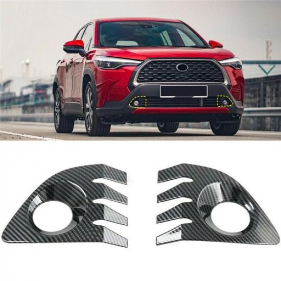 Carbon Fiber Front Fog Lamp Light Cover Trim For Toyota Corolla Cross 2021 2022<