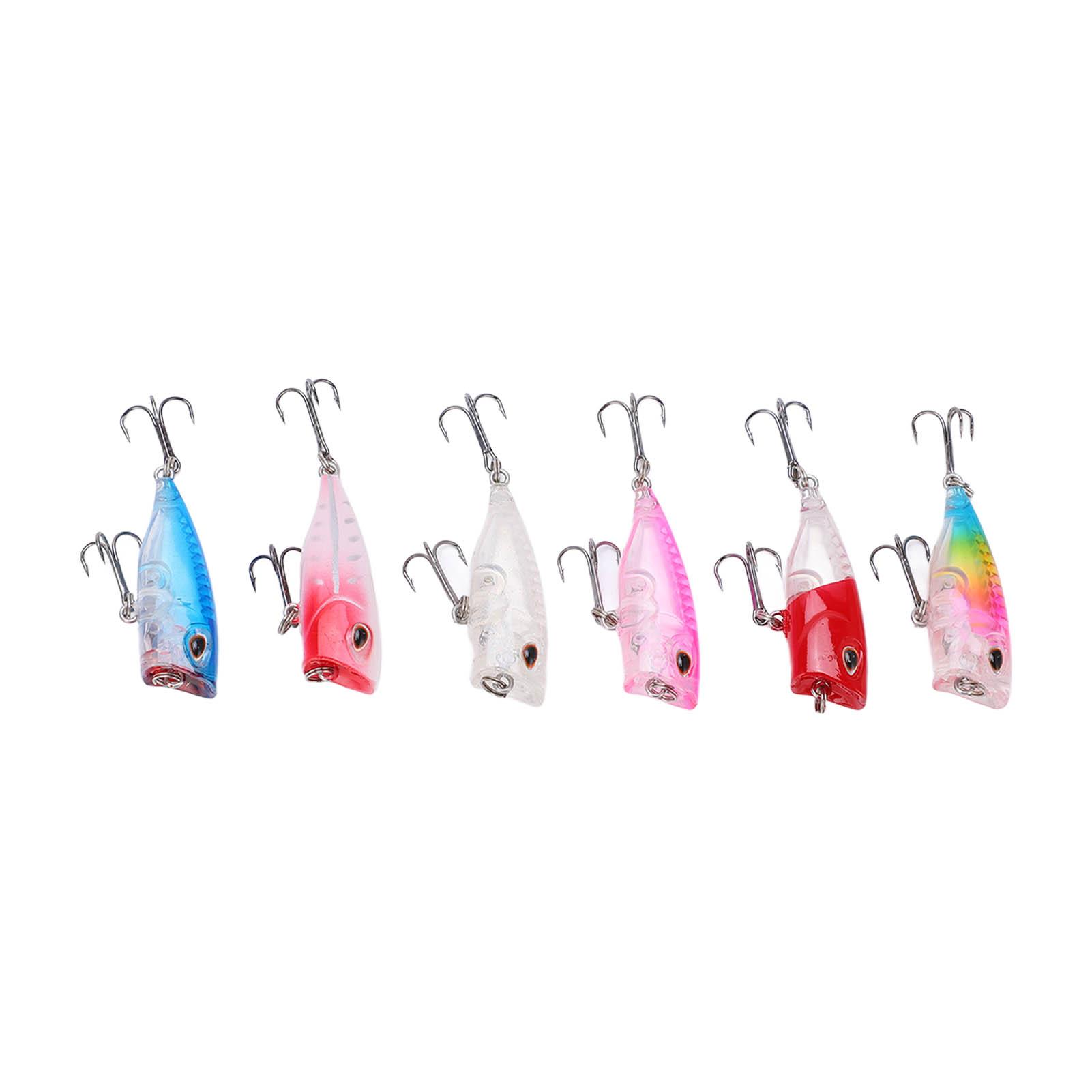 

6Pcs Hard Bait Top Water Fishing Poppers 3D Eyes Lifelike Swimbait for Freshwater Saltwater