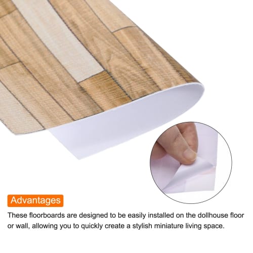uxcell Dollhouse Flooring, 4 x 4" Brown Rectangles, Dollhouse Wallpaper and Flooring, Dollhouse Accessories, Set of 12