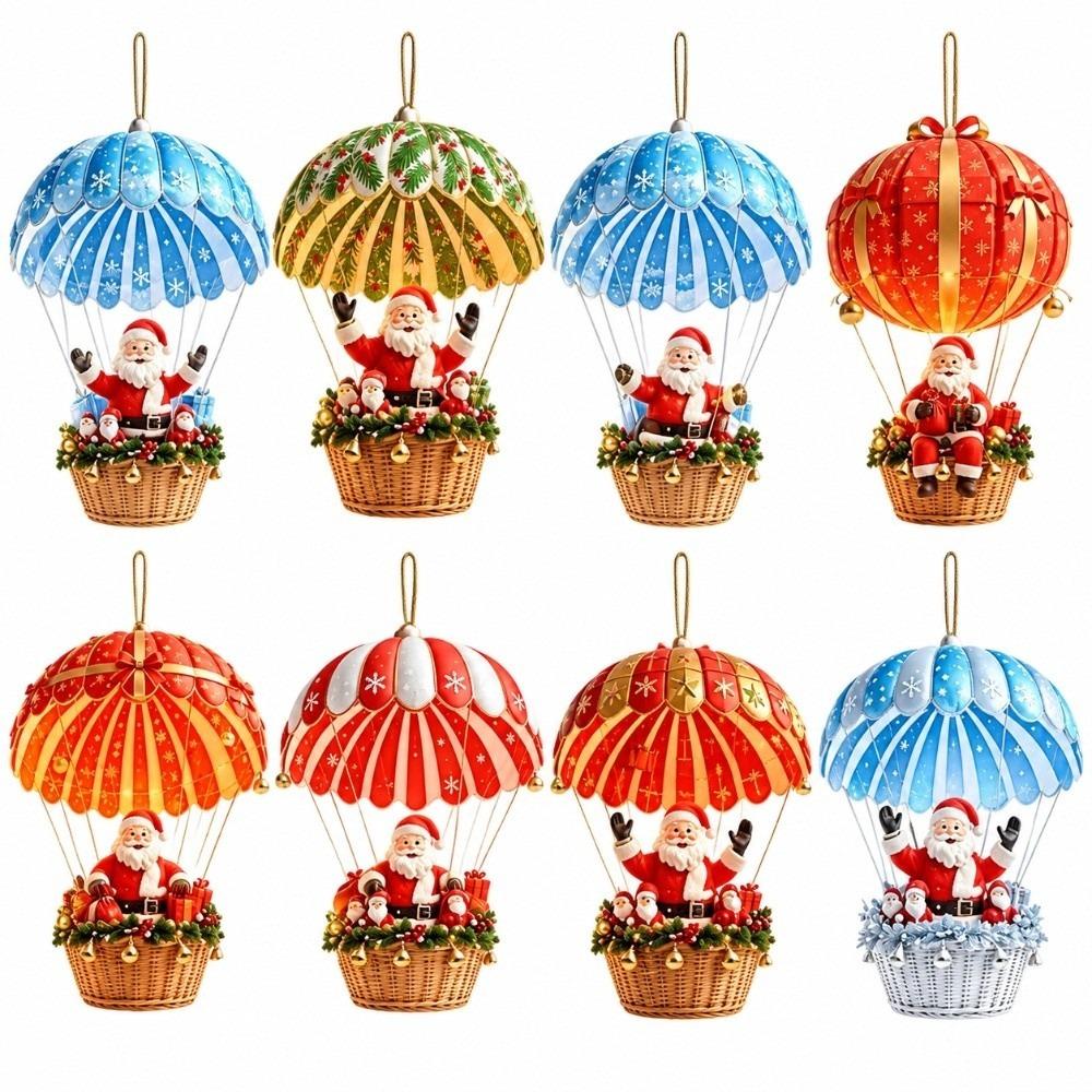 16PCS 2D Flat Christmas Tree Pendant Hot Air Balloon Xmas Hanging Ornament  Xmas Tree