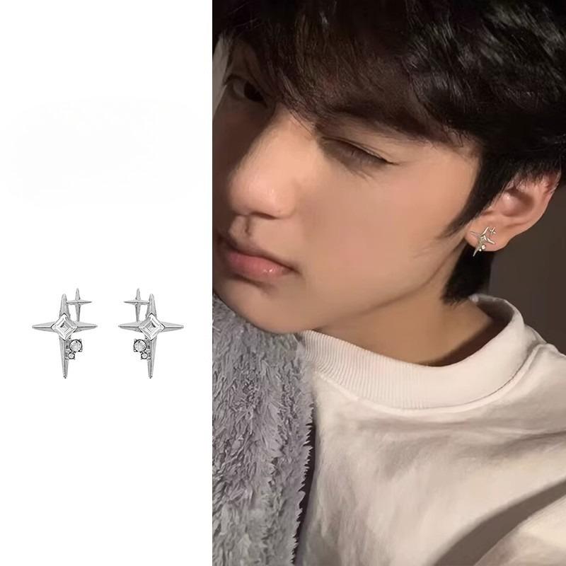 Earring Design with High-class Appeal. Men's Rugged and Cool Style. Cross-shaped Earrings.