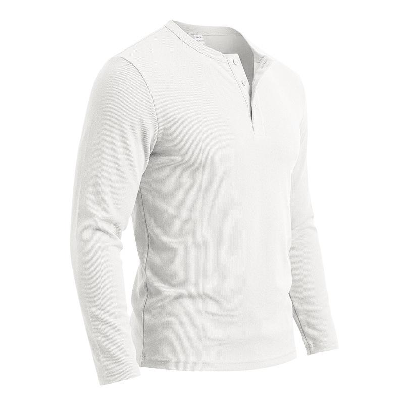 Men S Waffle Knit Henley Collar Long Sleeve T Shirt