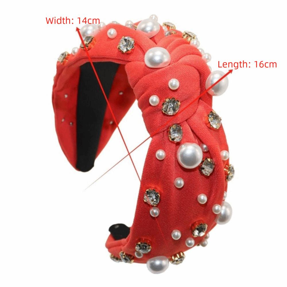 Luxury Twist Wide Edge Hairband Diamond Pearl Knotted Headband Pearl Headband  Trendy Headband