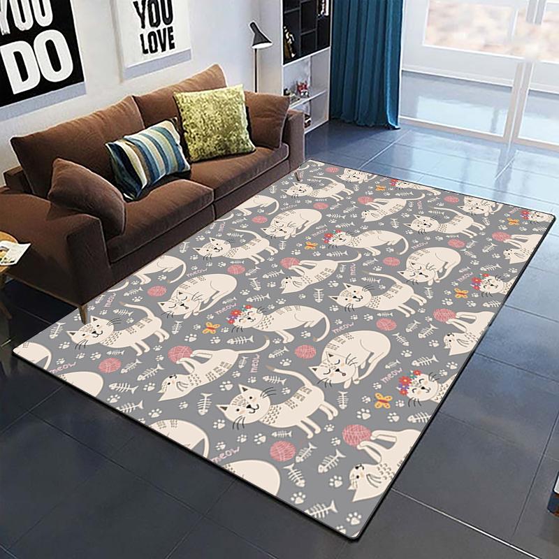 Cute Cat Carpet Yoga Living Room Children's Crawling Mat Picnic Mat Kawaii Rug Doormat Area Rug Games Area Washroom Floor Mat