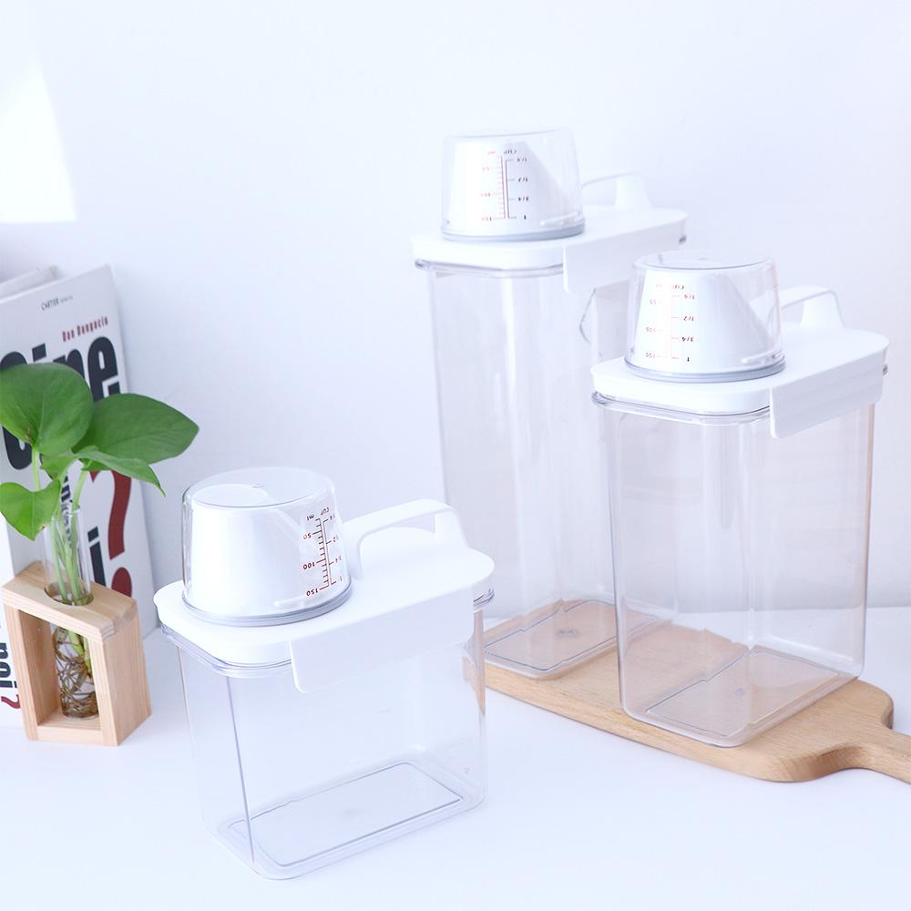 Powder Laundry Measuring Cup Detergent Box Cereal Jar Storage Bucket Washing Powder Container