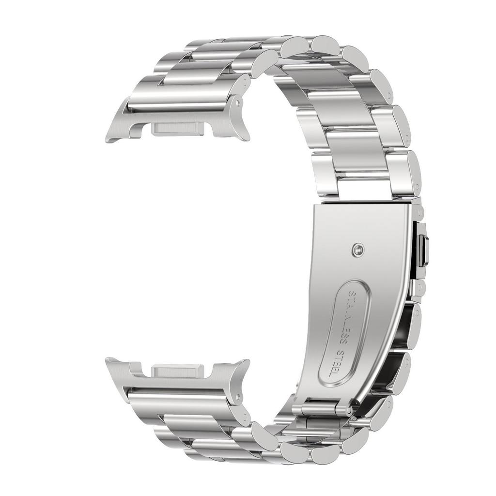 Compatible with Samsung Watch8/Ultra: Stainless Steel Milanese Magnetic Strap with Three-Bead Design and Steel End Links.