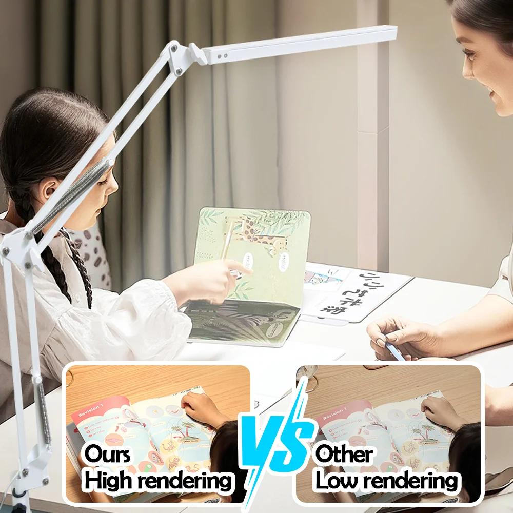 LED Folding Single-Head Metal Eye-caring Desk Lamp 3 Colors Adjustable 10 Brightness Levels Flexible Rotating Lamp Head for Home