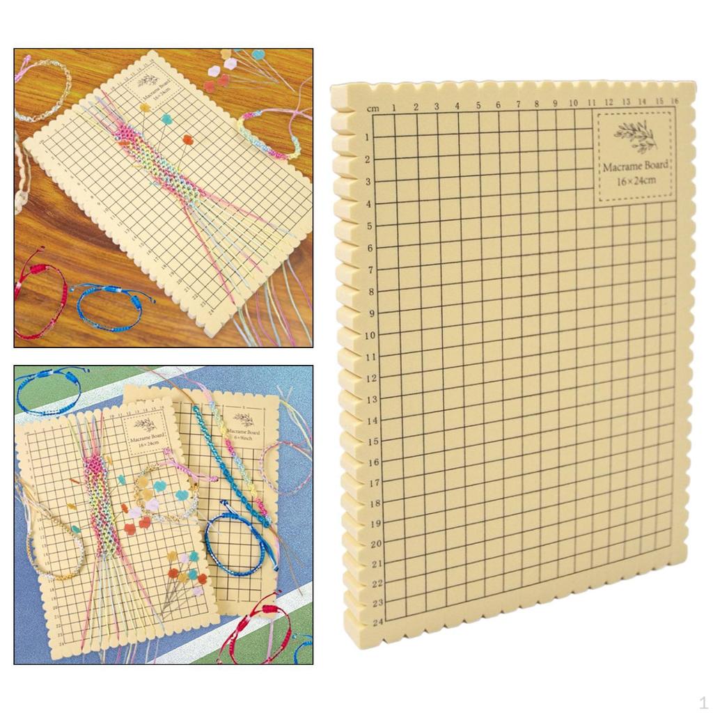 Lightweight Macrame Board with Grid To Secure Knot for Braiding Bracelets Beginners