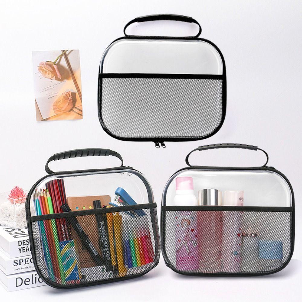 Large Capacity PVC Transparent Mesh Storage Bag Zipper Bag Toiletries Organizer Pouch  Sports