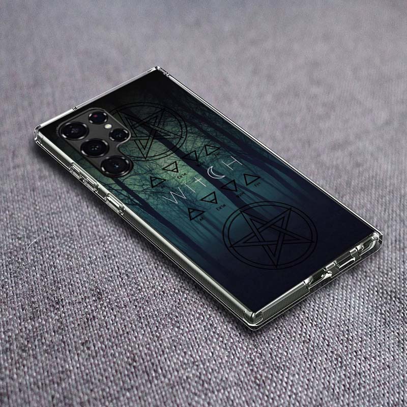 Okkulte Hexerei Mond Gotische Hexe Klare Handyhülle für Samsung Galaxy S24 S23 S21 Plus S20 FE S22 S26 Ultra S25 Edge TPU Capa