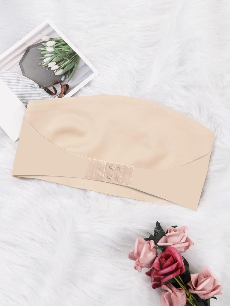 Plus Size Strapless Seamless Bandeau: Thin Style with Front Buckle & Beautiful Back Design