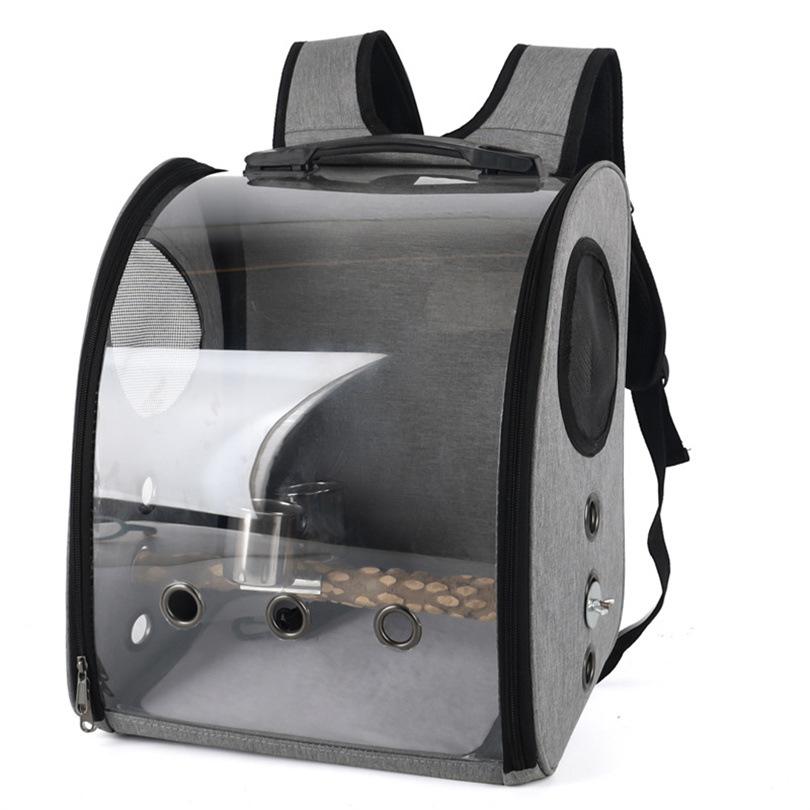 Papagei Außentasche Haustier Vogel Rucksack Kleine Haustiere Outdoor Tragbare Tasche Panorama Transparente Sitzstange mit Doppeltem Futternapf