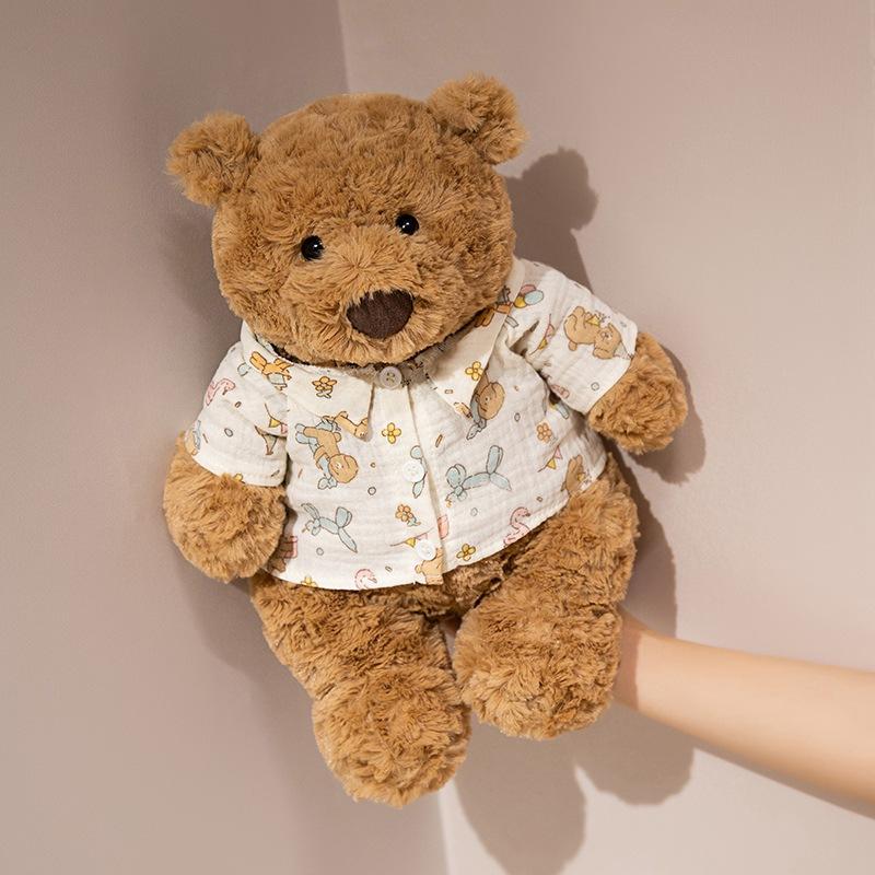 Cartoon Barcelona Bear Doll Brown Clothes Teddy Bear Plush Toy Doll Children's Pillow Doll Gift