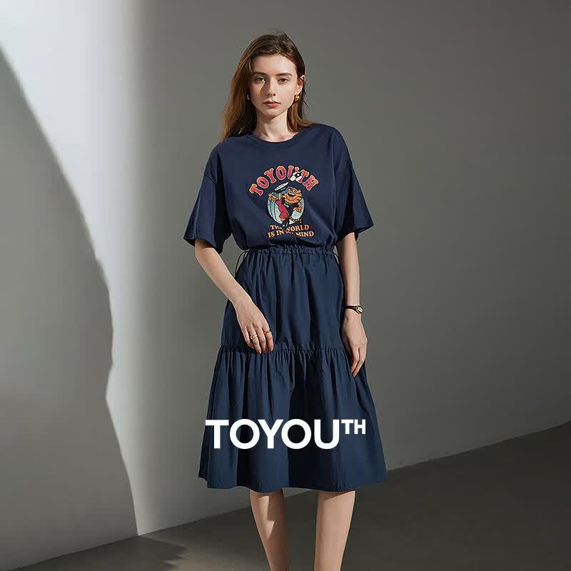 Chuyu Women s Summer Loose Cotton T-Shirt Dress L
