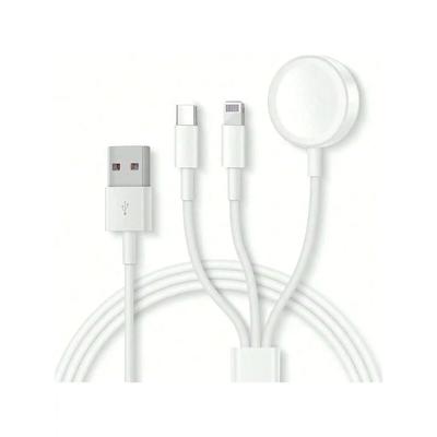 1 szt. 3 w 1 Magnetyczna Bezprzewodowa Ładowarka z Portami USB C i Lightning Kompatybilna z Watch Series Se/9/8/7/6/5/4/3/2/1
