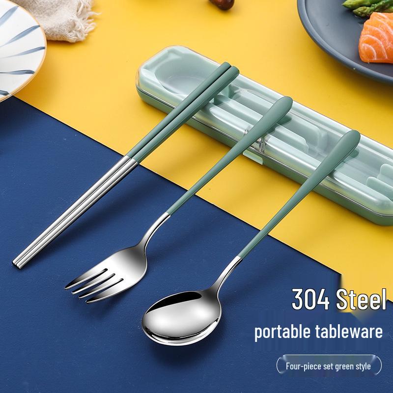 In-Stock Stainless Steel Portable Cutlery Set: Travel Flip-Top Case with Fork, Spoon, and Chopsticks