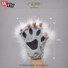 Harajuku Women Girls Plush Animal Claw Gloves Half Finger Wolf Cat'S Paw Gloves Halloween Lolita Cosplay Anime Set Accessories