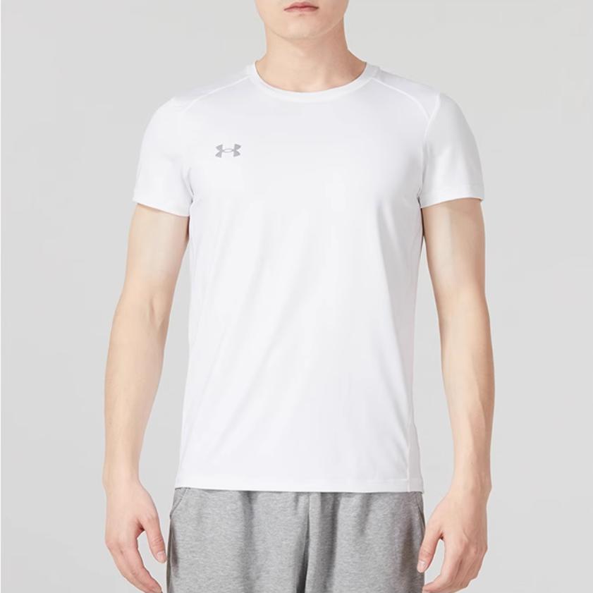 Under Armour Logo Print Crew Neck Short Sleeve T-Shirt And Solid Color Lace-Up Mid-Waist Long Pants Casual Sports Set 23500506-100+22500706-408