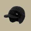 Men Hat 3-in-1 Knitted Baseball Cap with Ear Flaps Imitation Mink Fur Lining Quick-Drying