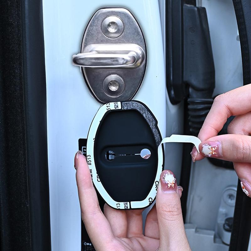 VW Car Sticker Car Sticker 4Pcs Car Door Lock Buckle Protective Cover Stickers Badge For Volkswagen VW R Polo Passat Rline Golf 4