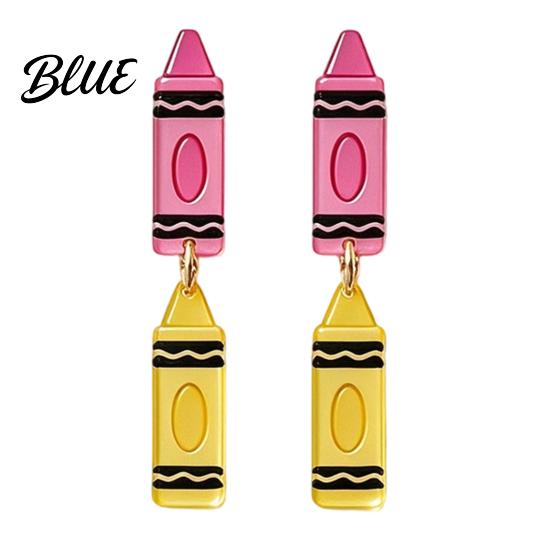 Graduation Season Gift Accessories 1 Pair Teacher Earrings for Women Cute 2D Acrylic Crayon Pencil Backpack Stationery Themed Jewelry Teachers Number