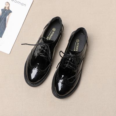 Herbst Damen Oxford Schuhe 2025 Britischer College-Stil Lackleder Schnürschuh Klassische Bullock Schuhe Frühling Damen Derby Schuhe