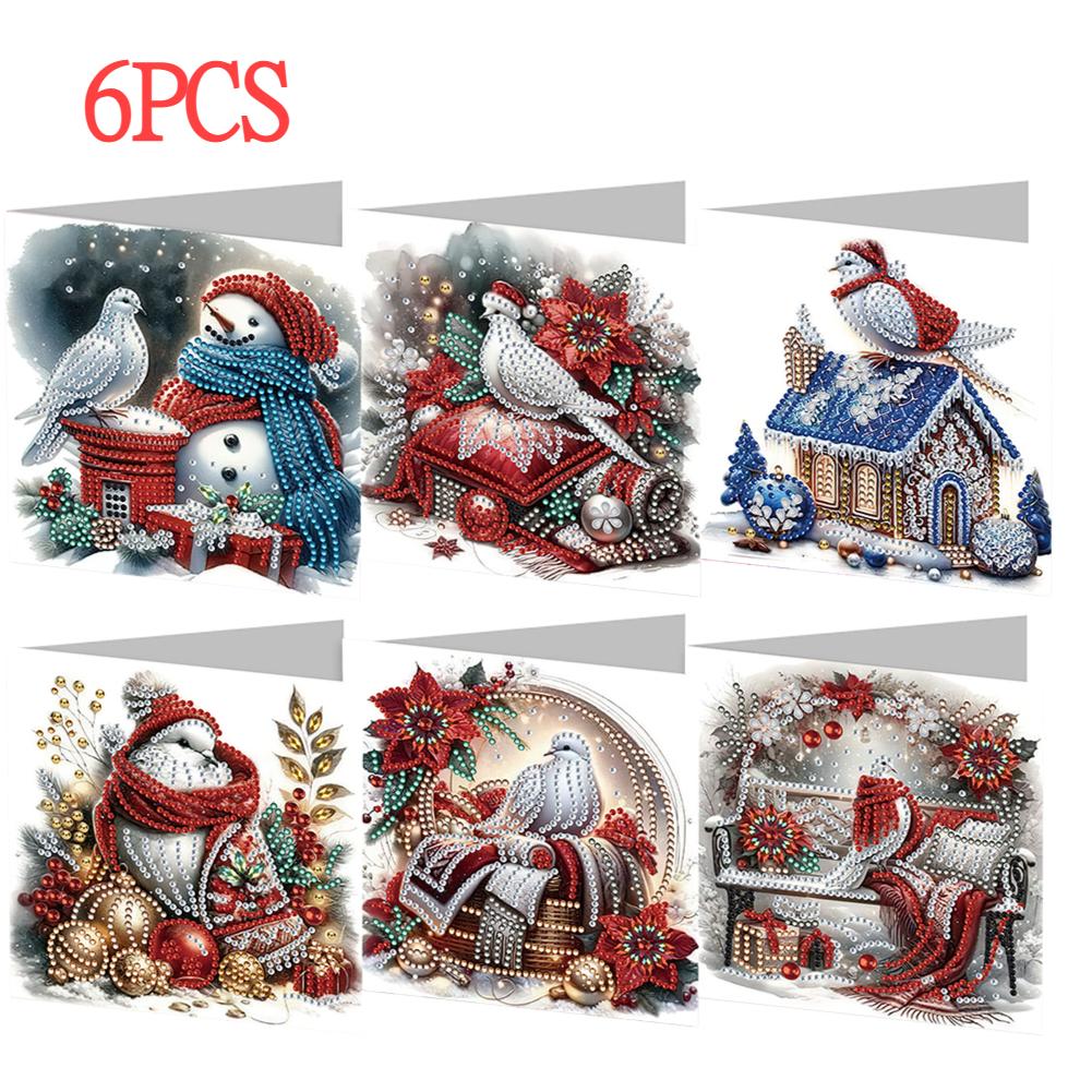 1-12Pc Christmas Diamond Handmade Card Diamond Painting Card Diamond Diamond Painting Cross Stitch Card for Christmas Gifts