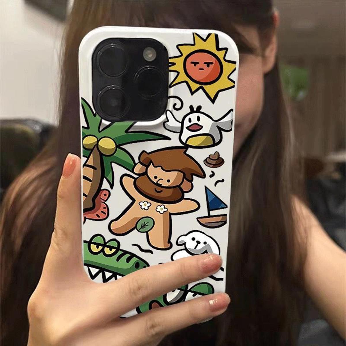 

Cartoon Jelly Silicone Phone Case Cute Phone Case Silicone Strap Chain Colorful Phone Case Lanyard Cartoon Girl For iPhone 16PROMAX