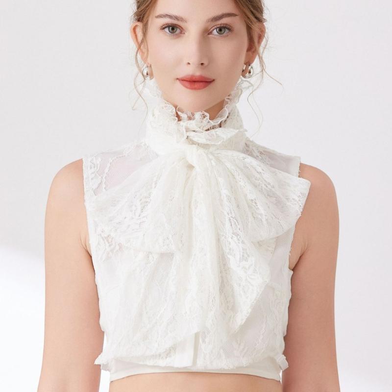 Lace Flower False Collar For Women Sheer Detachable Ruffle Collar Neck Decorative Accessory for Formal Occasion Outfit