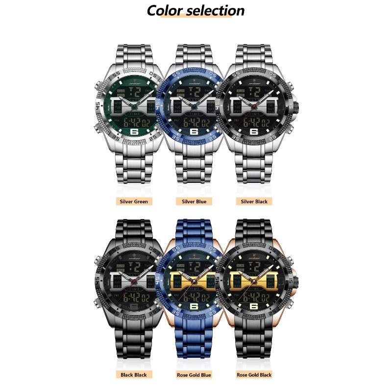 POEDAGAR Sports Luxury Man Wristwatch Dual Time Display Digital Week Date LED Luminous Men Watch Electronic Quartz Watches