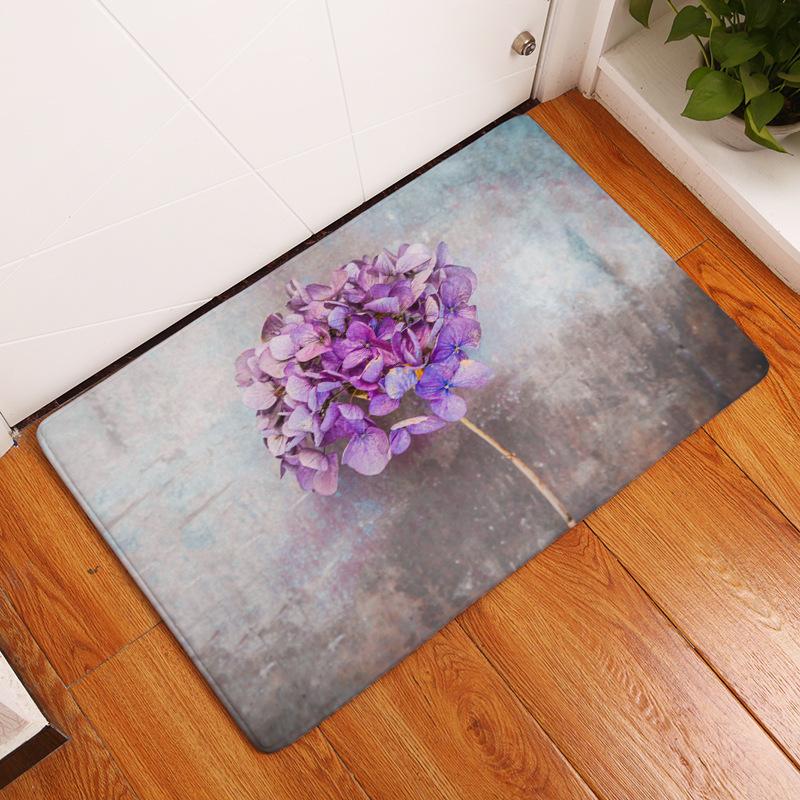 

Вінтажний антиковзкий килимок для ванної кімнати Домашній декор Кухня Килимок для підлоги Акварельний квітковий принт Спальня Придверний килимок 40x60cm