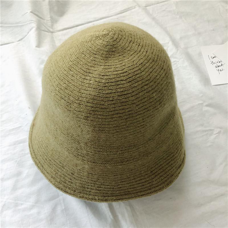 Solid Color Wool Fisherman Hat for Women, Vintage Small Hat, Versatile and Warm Knitted Bucket Hat for Autumn and Winter