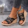 Roman Shoes Versatile Thick Soled Wedge Heel Cross Strap Height Increasing Casual Shoes Thick Soled Slippers