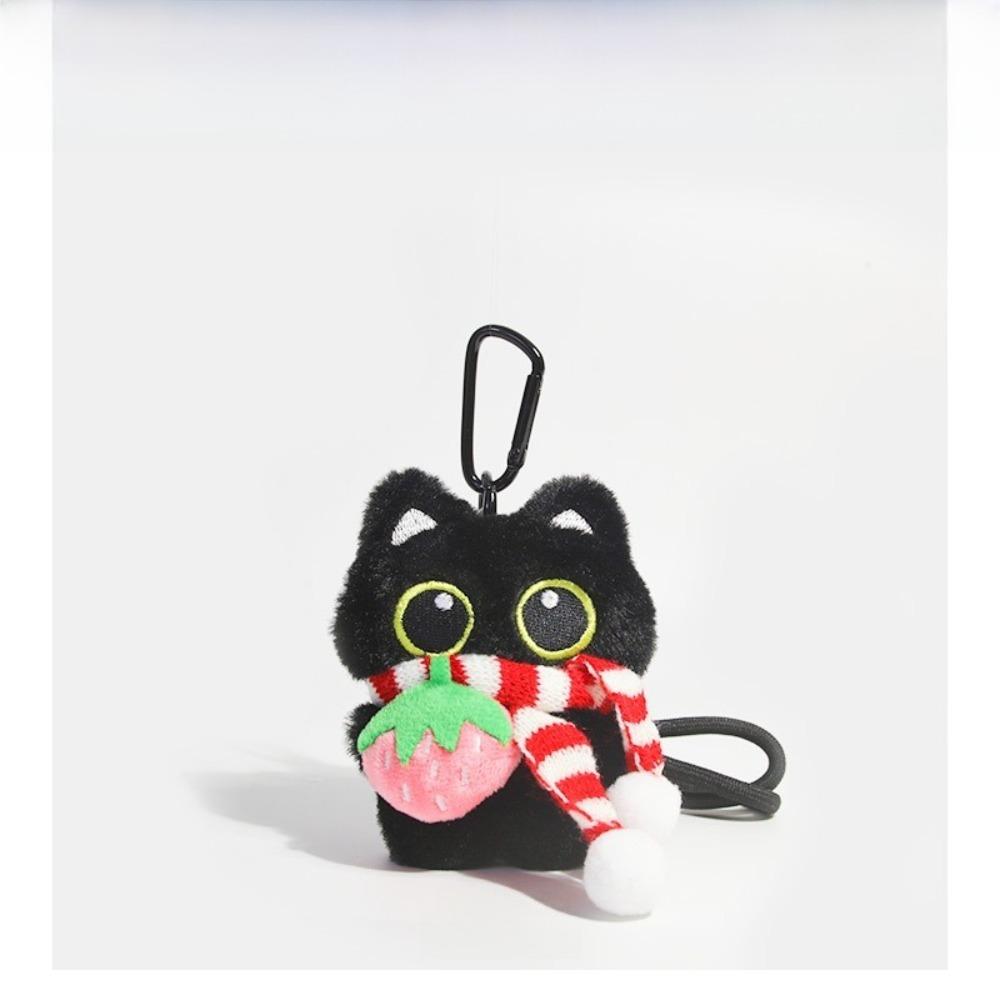 Cute Fish Black Cat Plush Doll Keychain Bib Strawberry Doll Bag Pendant Wings Car Key Ring Gifts