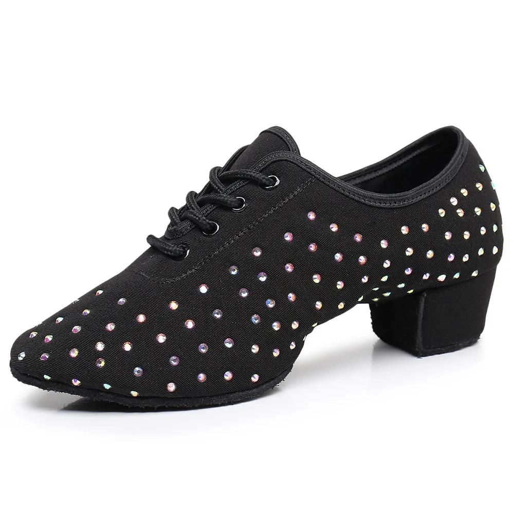 

Fashion Black Salsa Dance Shoes Men Women Flash Canvas Standard Ballroom Tango Latin Professional Teacher Dance Shoes Jazz Sneakers 37