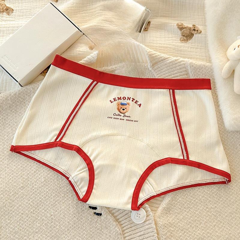 Женские Весенние и Осенние Милые Хлопковые 10a Антибактериальные Красные Праздничные Панцити на Год Быка M