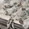 Botanical Print Chiffon Drawstring Sheer Sleeve Balloon J-Scott 3/4 Blouse, White, JS48-WH-XL
