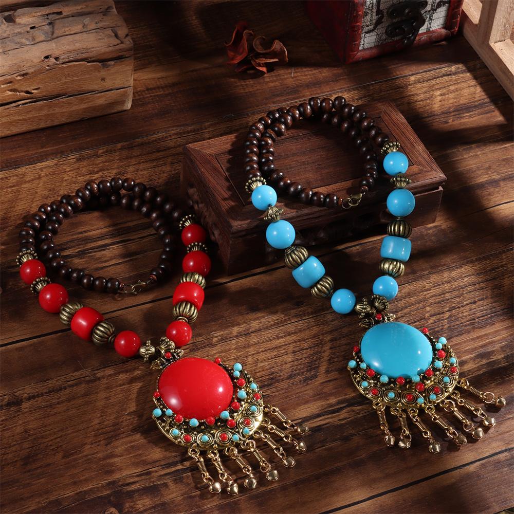 Alloy Bohemian Necklace Vintage Turquoise Long Necklace Fashion Bohemian Pendant Necklace Girls