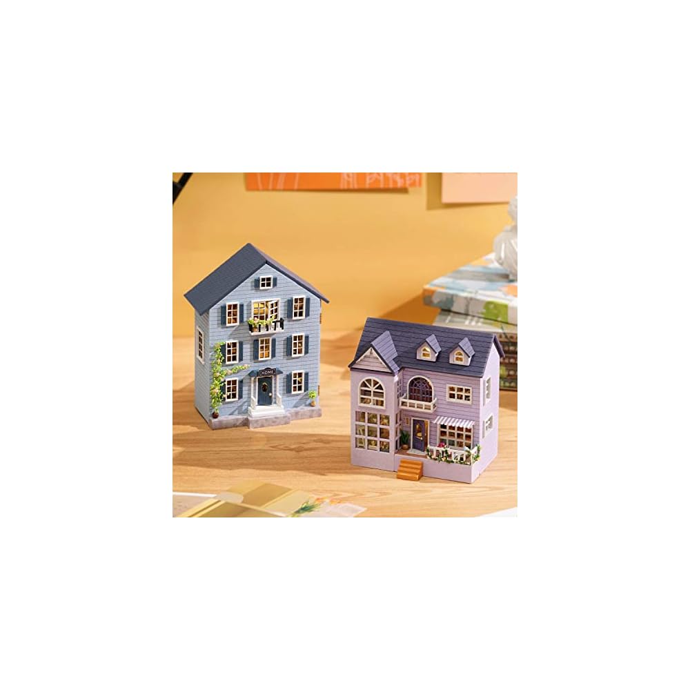 Cuteroom Wooden Dollhouse Kit DIY Miniature House with Furniture for Kids Boys and Girls