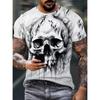 Summer Round Neck 3D Skull Print Top Fashionable Casual Short Sleeved Men's T-shirts