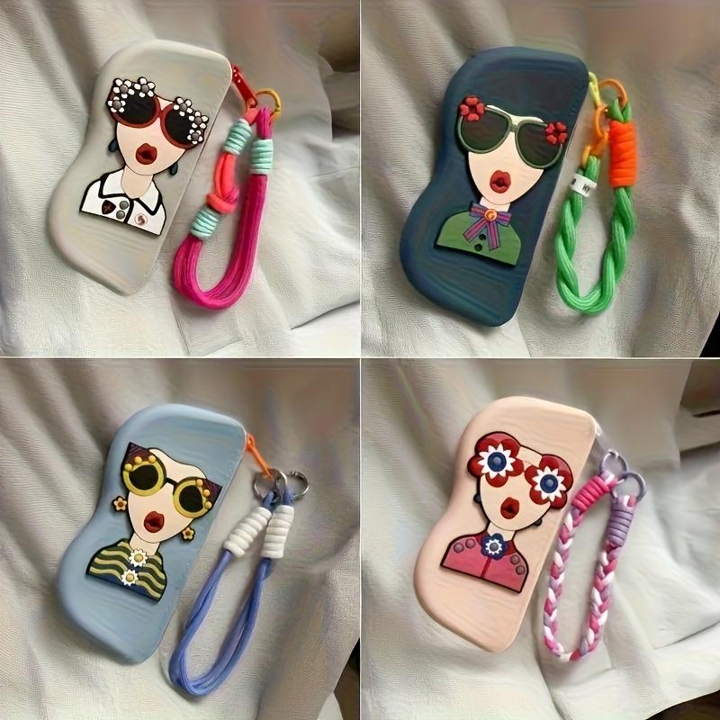1PC  Colorful Shoulder Strap -  Colors Available, Portable Glasses Storage Bag Silicone Box, 3.15 * 6.70 Inch Waterproof Hanging Glasses Bag