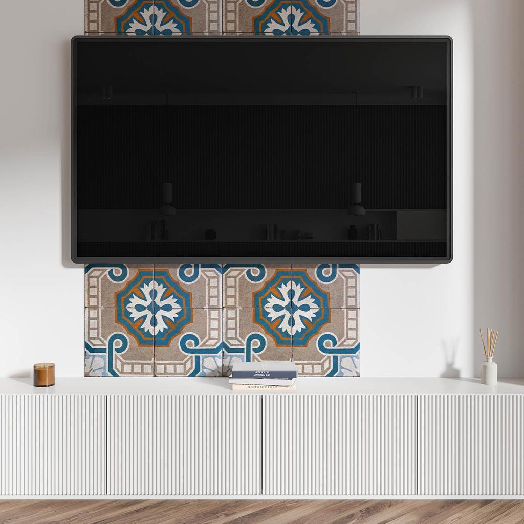 Vinyl Decorative Panel with Graphics for Kitchen or Bathroom 100x50 cm Mosaic Pattern with Ornaments