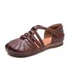 Mode GKTINOO 2025 Sommer Neue Rindsleder Römische Sandalen Retro Echtes Leder Flechten Aushöhlen Damen Flache Schuhe