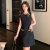 Miu-Style Sleek Socialite Design: Bright Silk Sleeveless A-Line Little Black Dress, Summer Edition