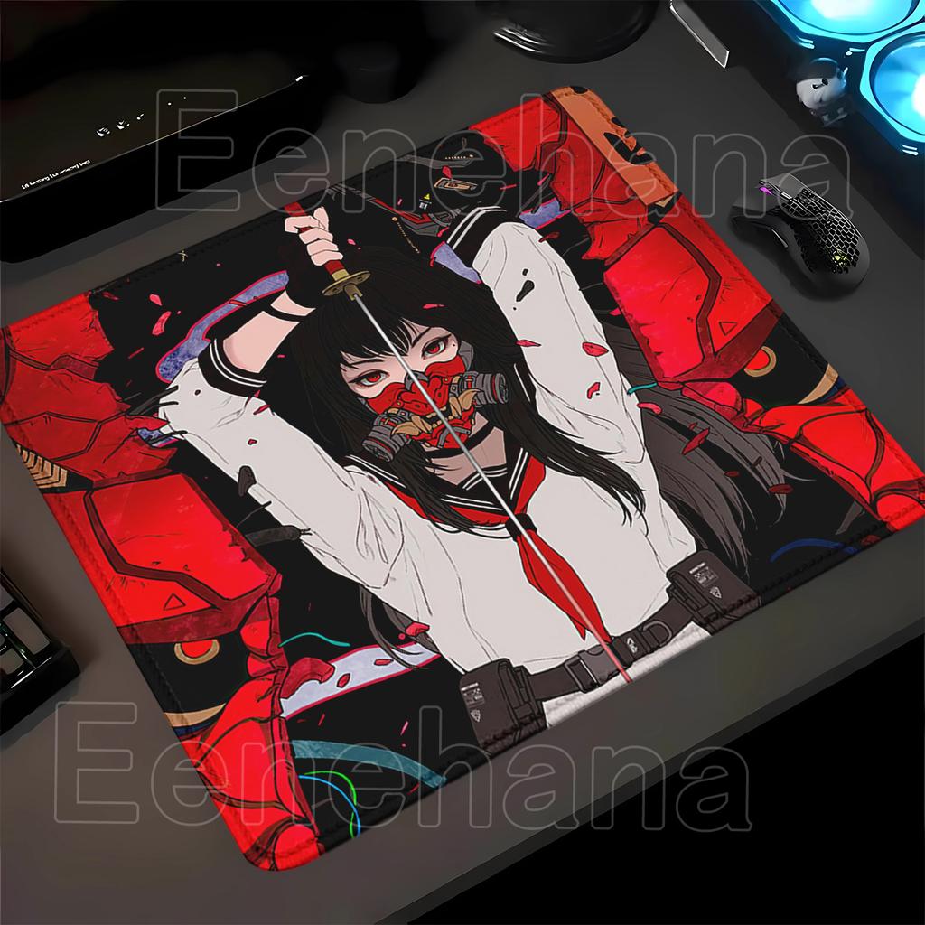 Japanese Oni Mask Girl small Mousepad Electronic Sports Keyboard Mouse Pad Gaming office Accessories Mouse Mat 40x45cm desk mat