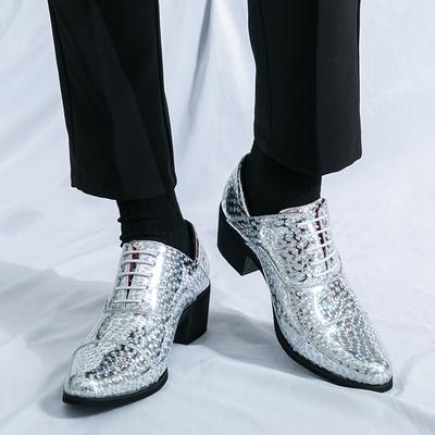 Fashion New Men's Height Increasing Business Dress High Heels Leather Shoes Fashion Office Men's Shoes Classic Gold Groom Wedding Shoes