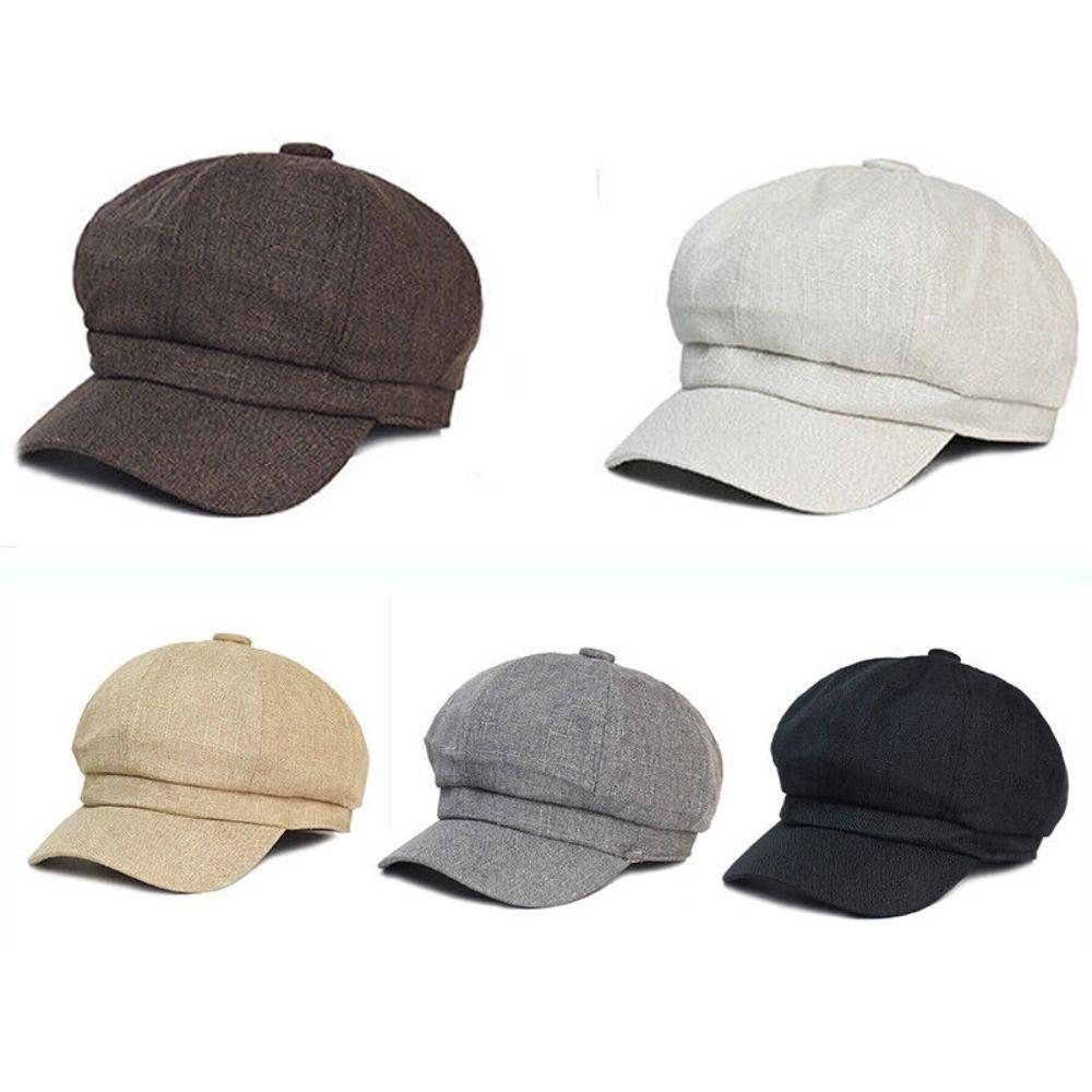 

Solid Color Octagonal Cap Cotton French Painter Hat Casual Summer Beret Hat