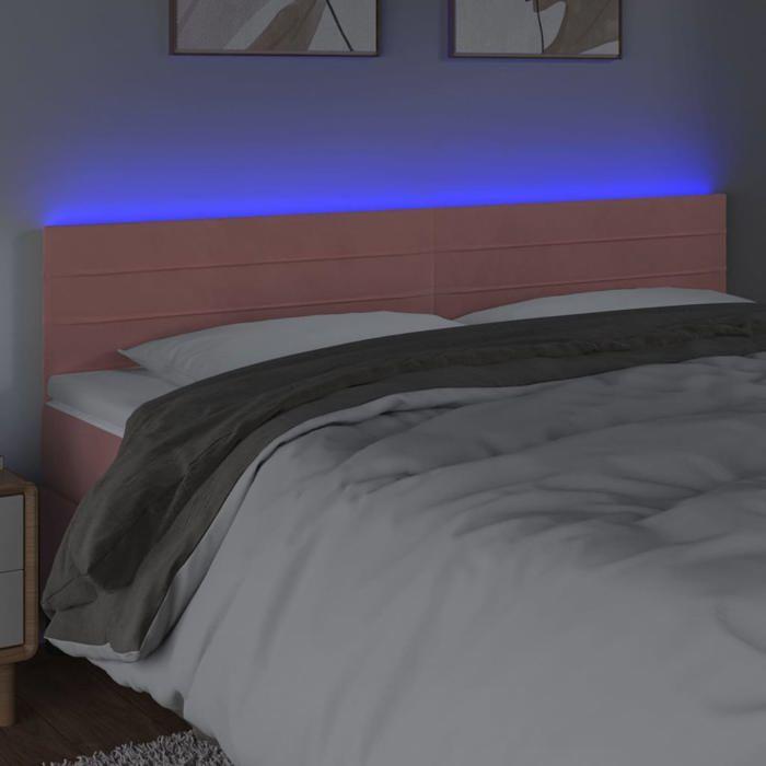 VidaXL Tête de Lit à LED Meuble de Chambre à Coucher Accessoire de Lit Double Tête de Cadre de Lit Intérieur Rose 3121817